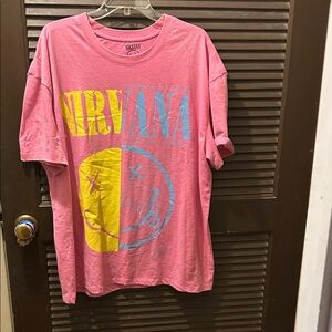 NIRVANA Pink Shirt with Black Graphic